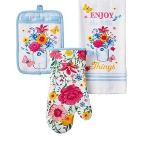 Pioneer Woman
Flowering Frontier
Kitchen Towel Oven Mitt
Pot Holder 3pc Gift NWT